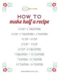 Free Kitchen Printables Yellowblissroad Com Making Half A Recipe Kitchen Printables Cooking Tips