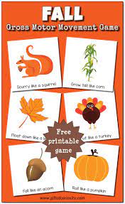 Fall Gross Motor Movement Game Free Printable Fall Preschool Activities Fall Preschool Autumn Activities For Kids