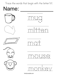 Trace The Words That Begin With The Letter M Coloring Page Twisty Noodle