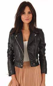 Women S Girls 100 Genuine Lambskin Leather Cropped Motor Biker Jacket Slim Fit Long Sleeves Beau Leather Jacket Girl Leather Jacket Leather Jacket Outfits