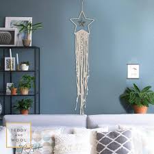 Belinda merrie/nz house and garden. Star Macrame Wall Hanging Tapestry Woven Boho Decorative Headboard Alt Madeterra Uk