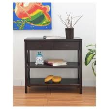 Owings Console Table With 2 Shelves And Drawers Espresso Brown Threshold Rustic Console Tables Shelves Console Table