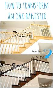 I used miniwax in ebony, since that is i primed the spindles and painted them. Oak Banister Makeover With Paint Stain Creations By Kara