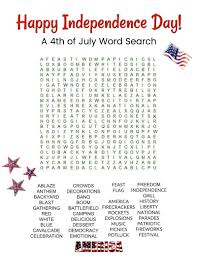 fourth of july printable game set word search and maze