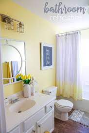 Today, we gathered 30 sunny yellow ideas or decorations for your bathroom. Bathroom Refresher With Bhg Yellow Bathroom Decor Yellow Bathrooms Small Apartment Bathroom