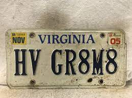 2005 Virginia Vanity License Plate “HV GR8M8”” | eBay