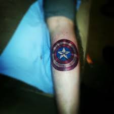 Captain america tattoos are downright revolutionary for men who want to blend thunderous fighting skills with nerdy layers of macho might. Cap S Shield Tattoo Imgur