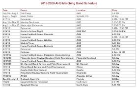 2019 20 band schedule arcadiaclub