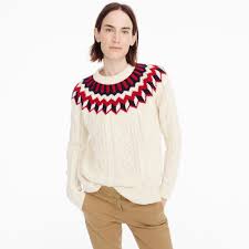 Cable knit with ribbed knit trim. J Crew Cableknit Sweater With Fair Isle