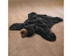 36in Black Bear Plush Faux Animal Skin Rug Bear Rug Animal Rug Animal Skin Rug