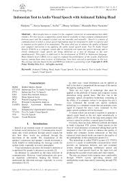 Phonetics is pretty straight forward. Pdf Indonesian Text To Audio Visual Speech With Animated Talking Head