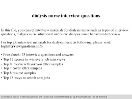 Dialysis Nurse Interview Questions