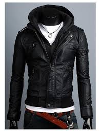 Handmade Black Hooded Leather Jacket Men Leather By Besteshop 169 99 Leather Jacket With Hood Leather Jacket Men Jacket Coat Fashion