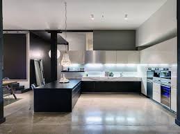 Black Kitchen Countertop With Polished Concrete Floors Black Kitchen Countertop With Modern Apartment Design Luxury Kitchen Design Luxury Apartments Interior