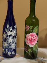 Blue And Green Painted Wine Bottles Wine Bottle Art Hand Painted Wine Bottles Wine Bottle Diy Crafts