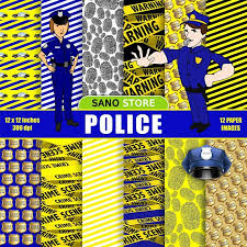 Police Scrapbook Digital Paper Pack Craft Printable Digital Paper Digital Paper Pack Paper Pack