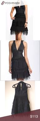 Bcbg Maxazria Halter Feather Black Dress Brand New With Tags Beautiful One Of A Kind Halter Feather Cocktail Dre Feather Cocktail Dress Dresses Dress Brands