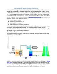 Operation And Maintenance Of Power Plant Our Focus Is On Minimizing Maintenance Costs And Optimizing Plant A Operation And Maintenance Power Plant Maintenance