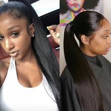 Hair extensions are usually clipped, glued, or sewn on natural hair by incorporating additional human or synthetic hair. 24 Inch Straight Ponytail Brazilian Human Hair Ponyta100 Human Hair Weaves Natural Hair Non Remy Hair Extension For Black Women Wigs For Blacks Wigs For Black Womenwig With Baby Hair Aliexpress
