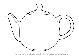 Black And White Teapot Clipart Learn How To Draw A Teapot Everyday Objects Step By Step Drawing Tutorials Teapot Drawing Tea Pots Folk Embroidery