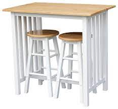 East west furniture oxford 3 piece dining table set with 2 wood seat dining chairs. 3 Piece Breakfast Set With Solid American Hardwood Top White Contemporary Indoor Pub And Bistro Sets By Casual Home Houzz