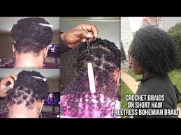 S s african hair braiding. How To Do Crochet Braids On Very Short Hair With Rubber Bands Freetress Bohemian Braid Youtube Short Hair Styles Hair Styles Braids For Short Hair