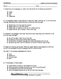 Some of the worksheets for this concept are after the flood, compare and contrast, reading comprehension practice test, grade 5 reading practice test, readworks answer keys 5 grade pdf epub ebook, emmett kelly, creatures of the night, the most wonderful answer of all. Do Animals Have Feelings Text From Readworks Org By Renner Tpt