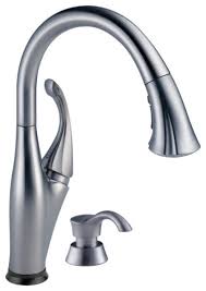 The delta pilar® kitchen faucet with touch2o® technology has been awarded the parent tested, parent approved (ptpa) winner's seal of approval. Delta Addison Kitchen Faucet Touch2o Soap Dispenser Arctic Stainless Contemporary Kitchen Faucets By The Stock Market