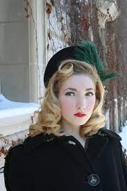 Vintage 1940s Black Green Feathered Halo Tam Hat 1940s Hairstyles Vintage Hairstyles Retro Hairstyles