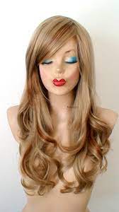 schmutzige blonde auburn perucke lockiges volumen haar mit frisur pony seitlich lockige frisuren haar pony