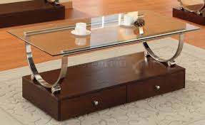 The shauna coffee table has a concrete laminate finish on a wood base table top with glass legs that create a floating visual. Clear Glass Top Modern Coffee Table W Wood Box Base Drawers