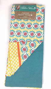 2 Pack Pioneer Woman Daisy Chain Kitchen Dish Tea Towels Teal Yellow Red Nwt Thepioneerwoman Daisy Chain Teal Yellow Tea Towels