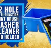 12 Hole Multi-Function Plastic Brush Washer, Cleaner & Holder with Palette  Lid - Clean, Dry, Rest, Store, Hold Artist Paint Brushes - Cleaning Acrylic