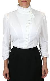 Vesta Blouse Ruched Sleeve White Fashion Stand Collar Blouse Clothes