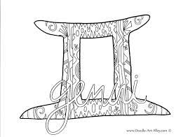 Gemini zodiac signs coloring pages. Zodiac Coloring Pages Doodle Art Alley