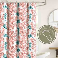 Crest Home Alba Coral Fabric Shower Curtain Set With 12 Roller Hooks Discontinued No Longer Available Coral Decor Nautical Shower Curtains Beach Shower Curtains