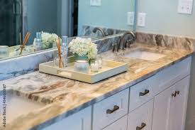 Tile Floor And Double Sinks Stock Photo