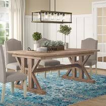 A light to medium wood table with straight legs is a classic choice for a family dining table — ideal for doing homework or serving wednesday night dinner. Extendable Farmhouse Table Wayfair