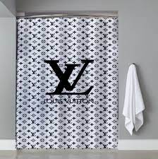 Louis Vuitton White Black Shower Curtain Cheap And Best Quality 100 Money Back Guarantee Black Shower Curtains Curtains Shower Curtain