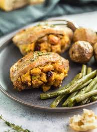 Season pork tenderloins liberally with salt and pepper, then with herbs de provence the flavor of pork tenderloin itself is rather neutral, so it begs for lots of adornments. Oven Baked Stuffed Pork Chops The Cozy Cook