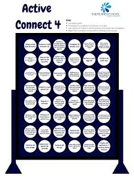 Put the board on a flat surface. Lpessn On Twitter Active Connect Four A Traditional Game But With An Active Spin Rules Two Player Game First Player To Complete 4 Activities In A Row Wins