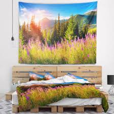 Painting whimsical purple flowers miniature painting. Fabric Wall Hanging Wildflower Mountain Tapestry With Blue Red Purple Flowers Home Office Decor 25x25 Inch Wall Art Living Room Bedroom Tapestry Quilt Landscape Textile Wall Art Home Decor Handmade Products Fcteutonia05 De