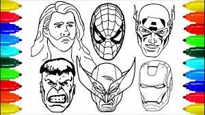 Find high quality thor coloring page, all coloring page images can be downloaded for free for personal use only. Spiderman Iron Man Wolverine Thor Coloring Pages Colouring Pages For Kids With Colored Markers Youtube
