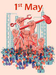 Poster design with the red flag and a bouquet of tulips. 1 May International Workers Labor Day Poster Hand Drawn Vector 10 Free Download