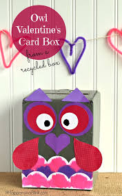 Use your hot glue gun to fasten the loop to the underside of the card box a few inches from one short end. Owl Valentine S Day Card Box From A Recycled Box