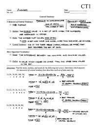 Measure of central tendency is a single value to describe a set of data by identifying the central position within that set of data. Central Tendency Worksheet Ct1 Answers Pdf