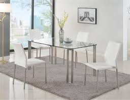 Rhonda Brushed Metal Framed White Dining Room Set Steel Dining Table Dining Table Stainless Steel Dining Table