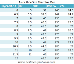 Asics Shoe Size Chart Best Mens Footwear