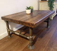 Industrial pipe & torched wood coffee table mygiftus. Industrial Pipe Legged Coffee Table Beautiful Handmade Creations From The Shires Of England