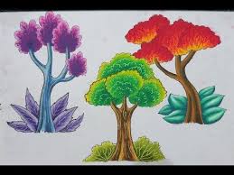 Cara Menggambar Dan Mewarnai Pohon Dengan Greebel Artist Oil Pastel Youtube Seni Krayon Painting Cara Menggambar